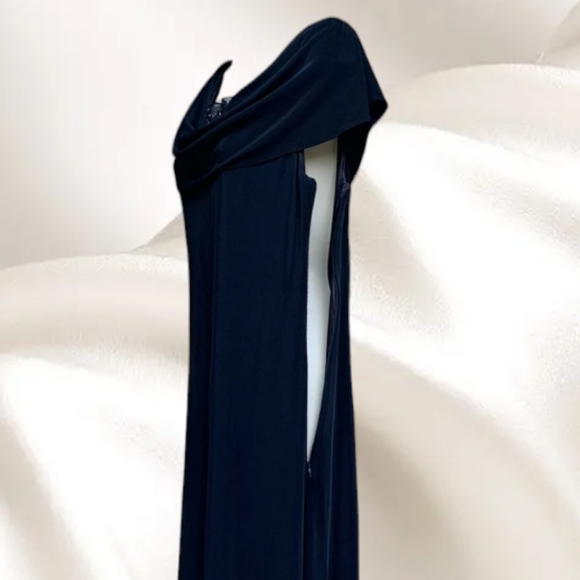 Patra Women's Sheer Embroidered Neckline Maxi Dress Navy Blue - Picture 6 of 6